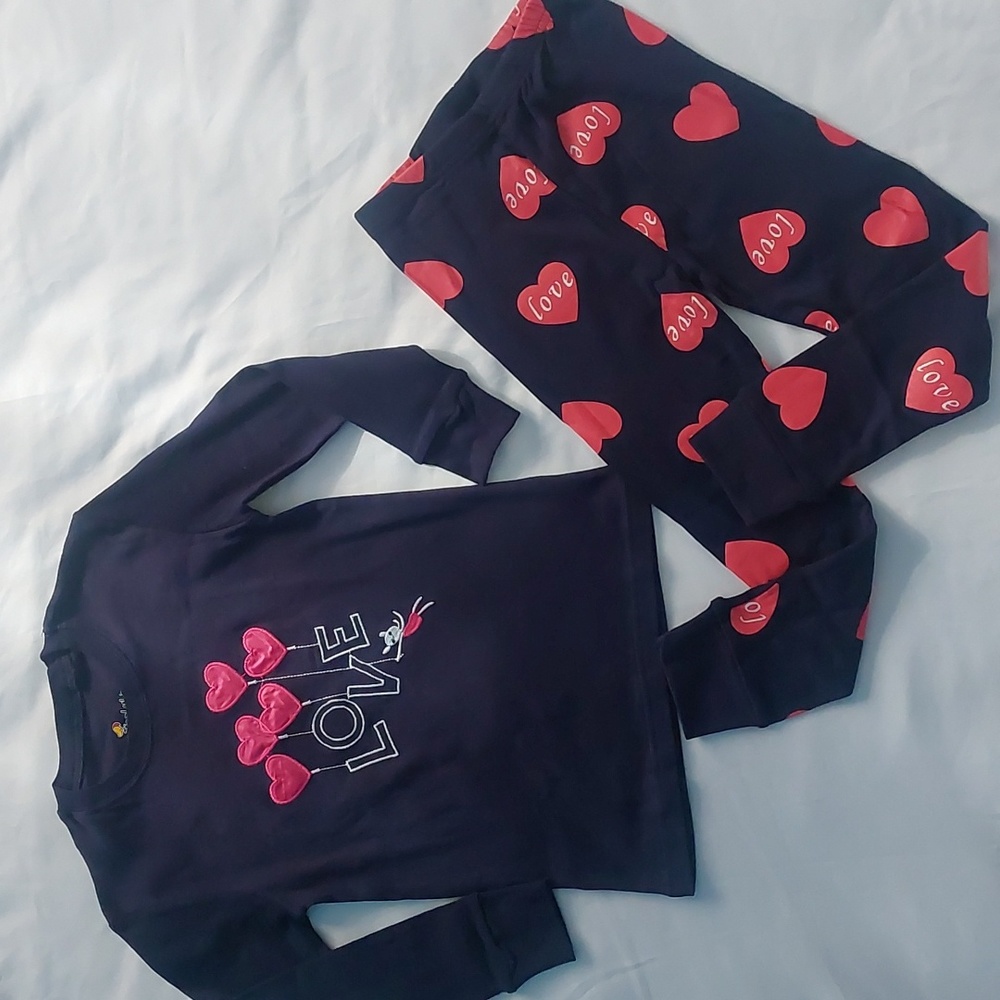 Tinoluling pajama set two piece Long‎ sleeve Love print size 7